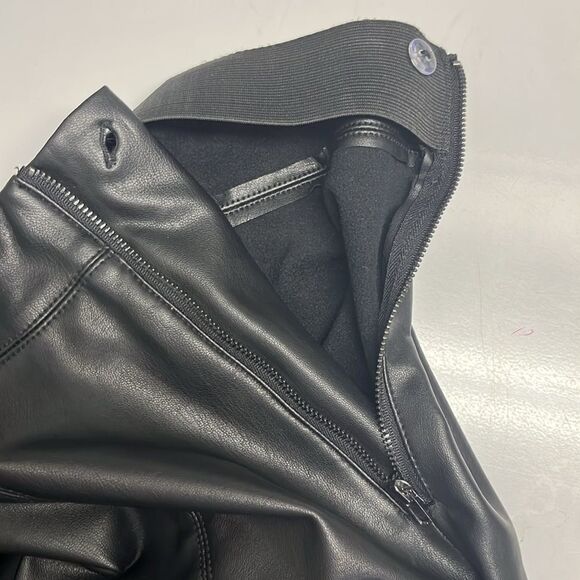 Topshop Black Faux Leather Pleated Skinny Pull-Up Lined Pants- Zip Up- Size 8 - Picture 10 of 11